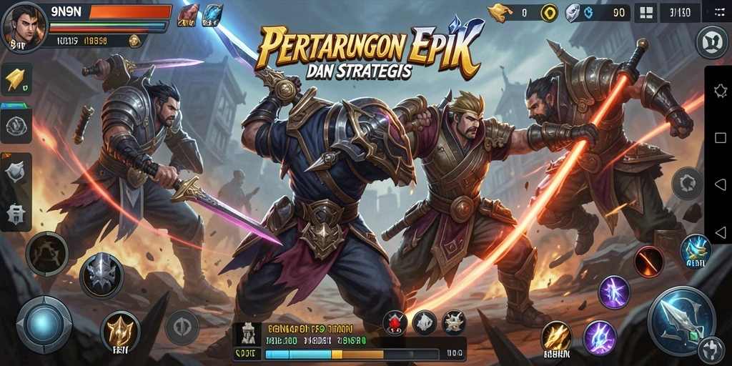 Tampilan permainan pertarungan yang intens dan penuh aksi di 9N9N.