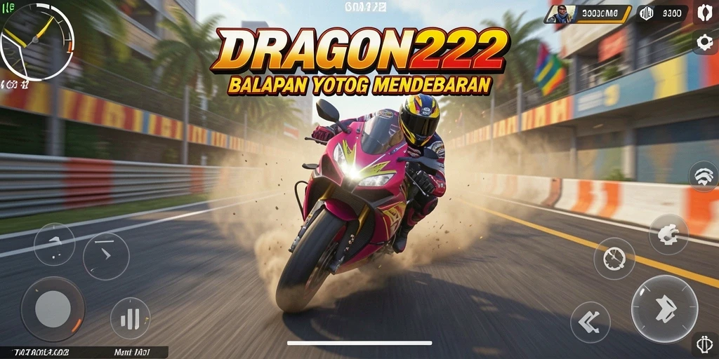 Screenshot gameplay DRAGON222 menampilkan aksi balapan motor yang mendebarkan.