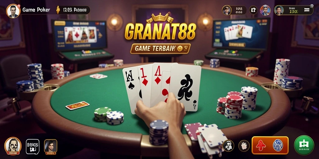 Tampilan gameplay seru di GRANAT88 dengan suasana poker yang autentik.