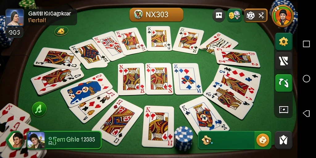 Screenshot gameplay NX303 yang penuh aksi Gaple.