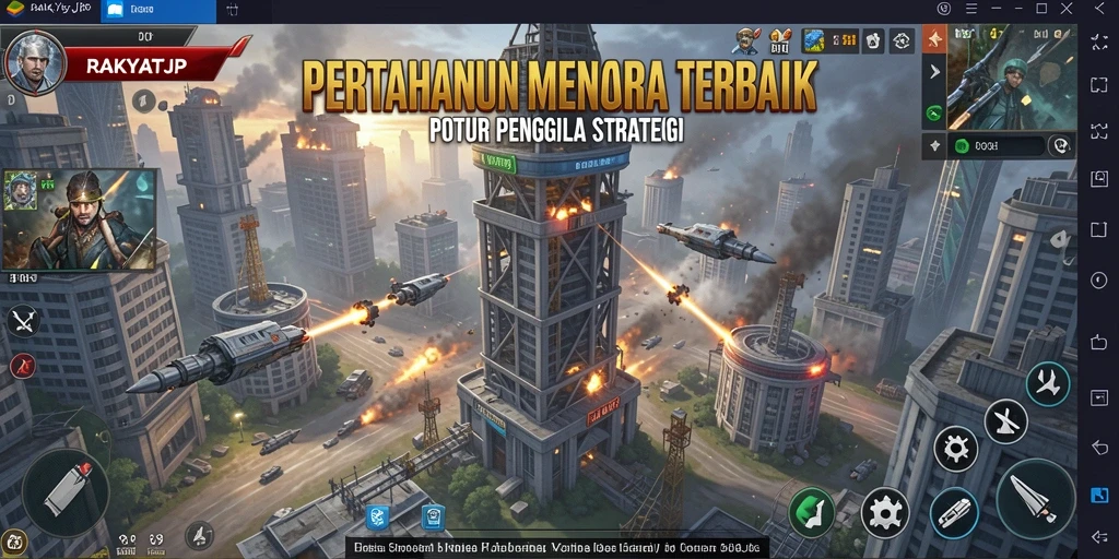 Tangkapan layar RAKYATJP menunjukkan aksi Tower Defense yang intens dan strategi pertahanan.