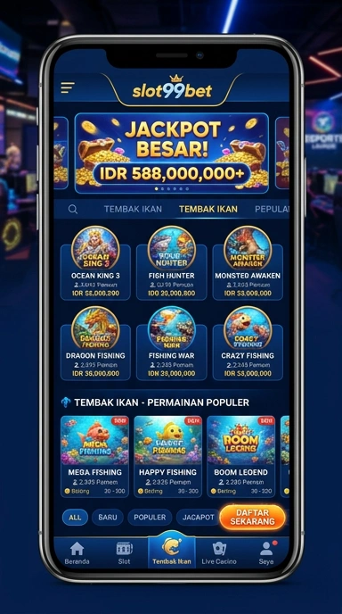 Tampilan utama aplikasi slot99bet dengan berbagai pilihan permainan.
